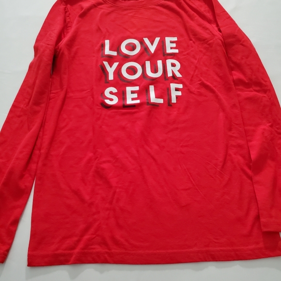 Cat and Jack Boys Red love your self long sleeve t-shirt size large - Picture 4 of 5